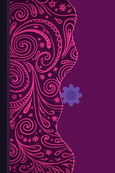Portada del diario, con arabescos rosas y el broche de flor